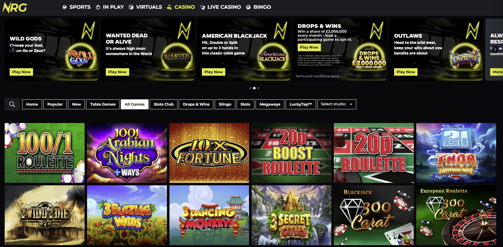 NRG casino UK