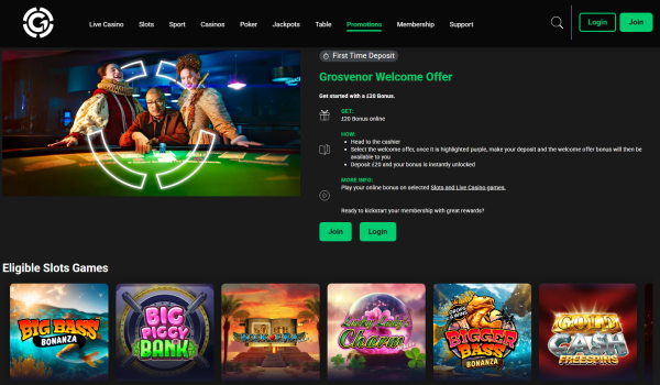 Grosvenor Casino Bonus Code and Offer