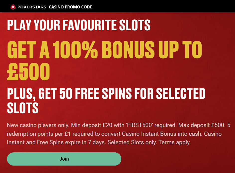 PokerStars Casino Welcome Bonus UK