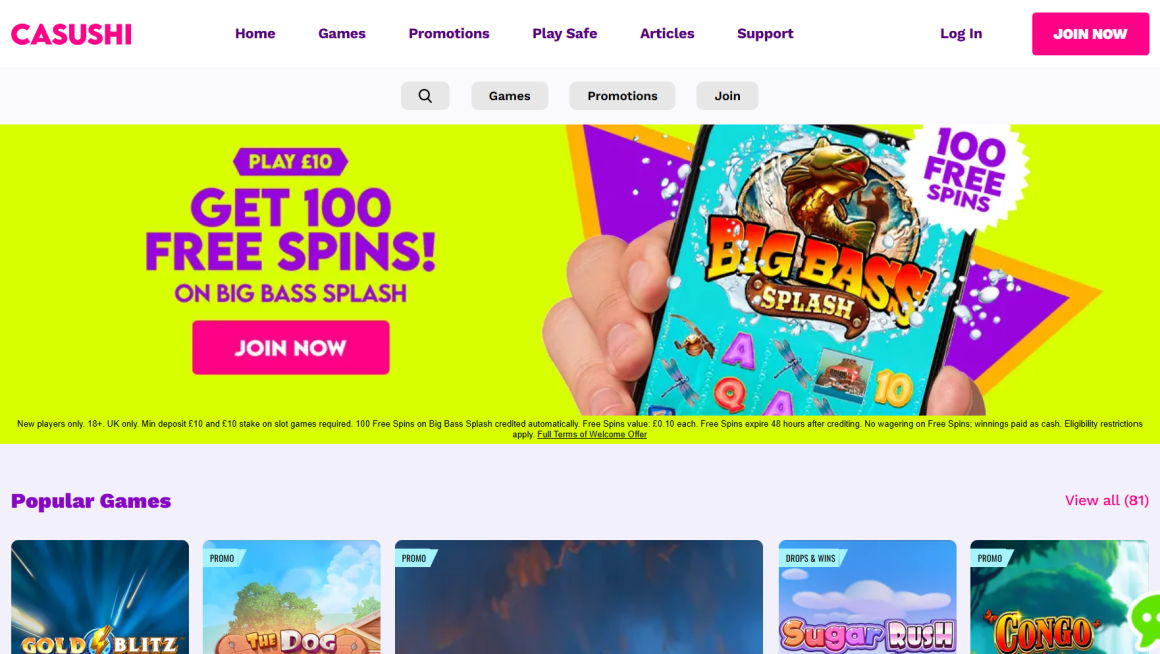 Casushi Casino Offer UK