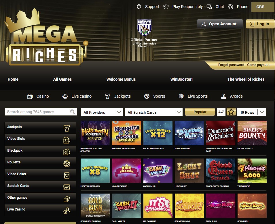 New UK casino with most games -Megariches casino 