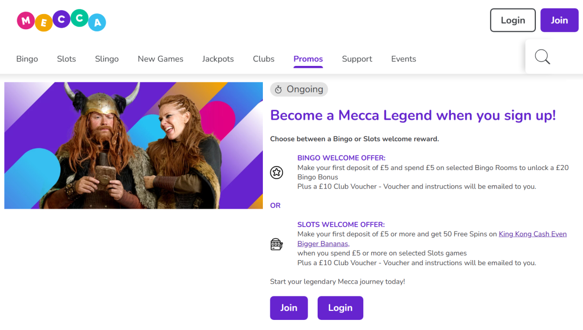 Mecca Bingo low deposit casino UK