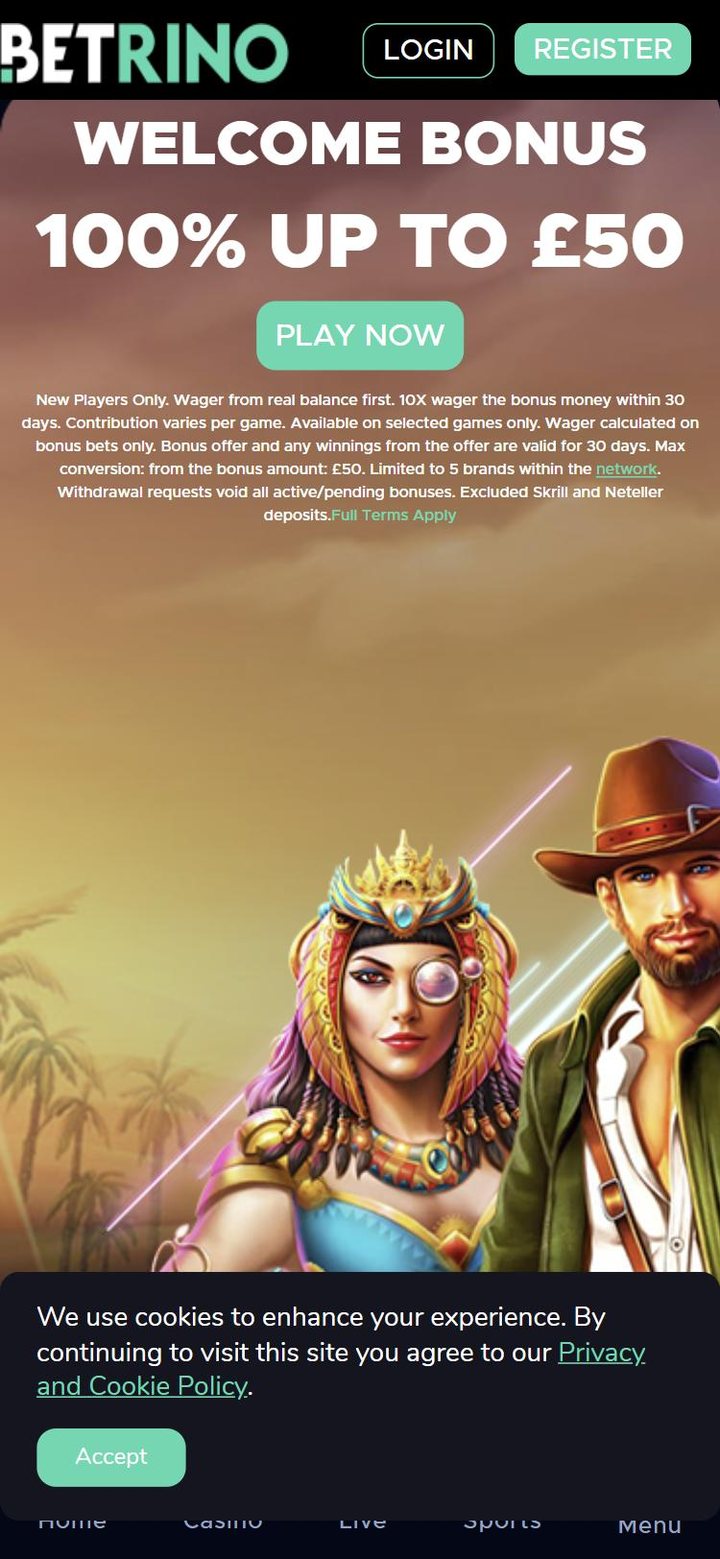 Betrino welcome offer page, approved by Casino Gambler