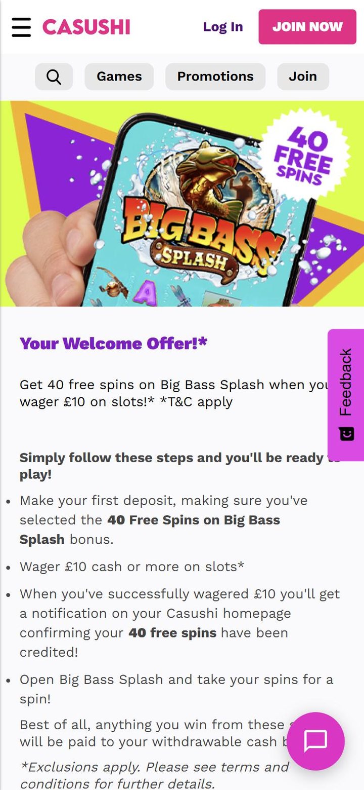 Casushi welcome offer page