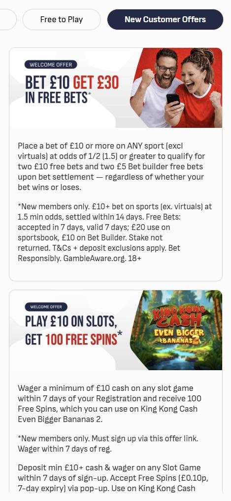 VirginBet Casino welcome offer page